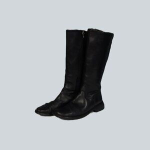 Donald J. Pliner Black Leather Mid-Calf Combat Boots